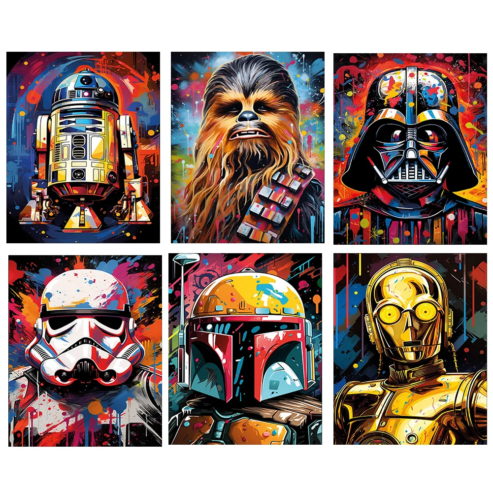 6pcs Diamond Painting - Full Round Drill - Star Wars(Canvas|30*40cm)