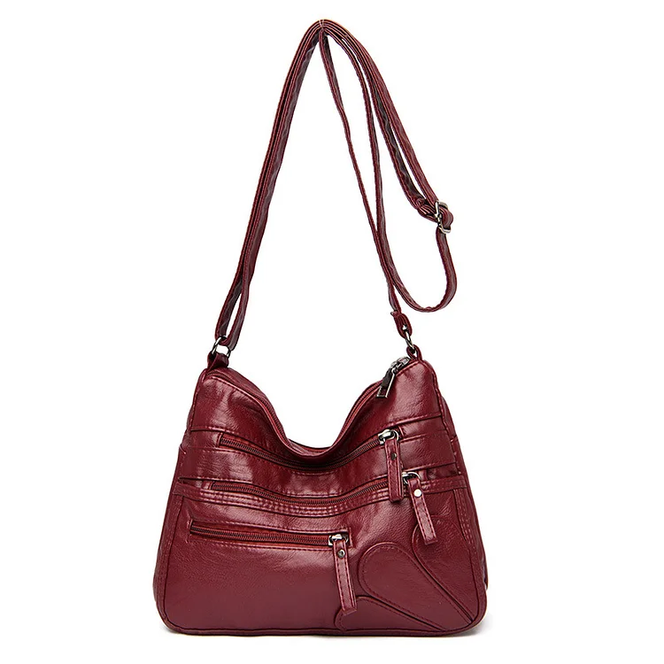 Women's washed leather shoulder bag soft leather large capacity diagonal bag