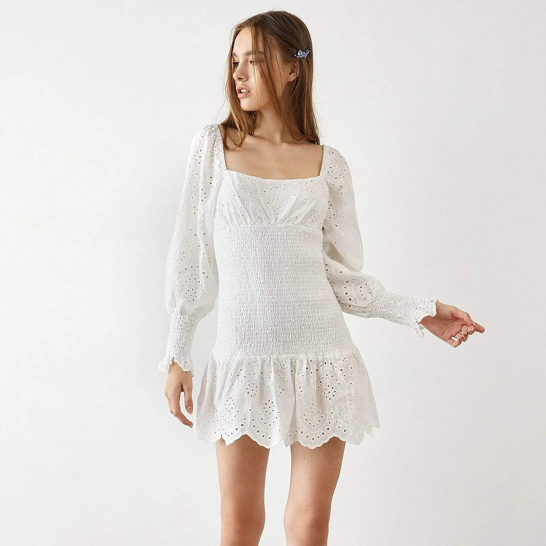 Marla White Puff Sleeve Mini Dress