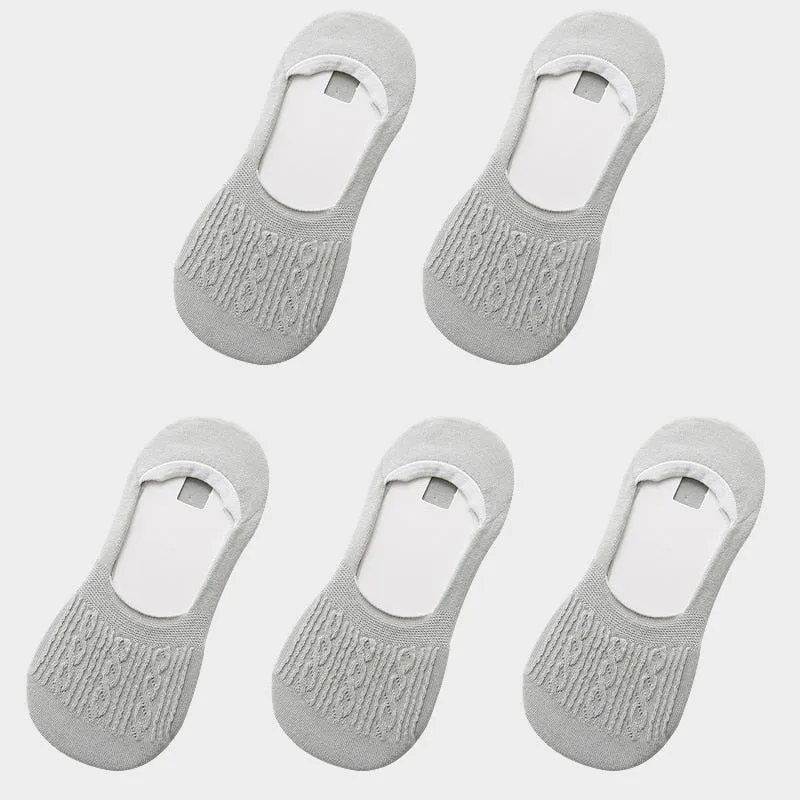 Candy Color Invisible Non-slip Low Cut Socks Fashion Women Casual Cotton Breathable Ankle Boat Socks 5Pairs