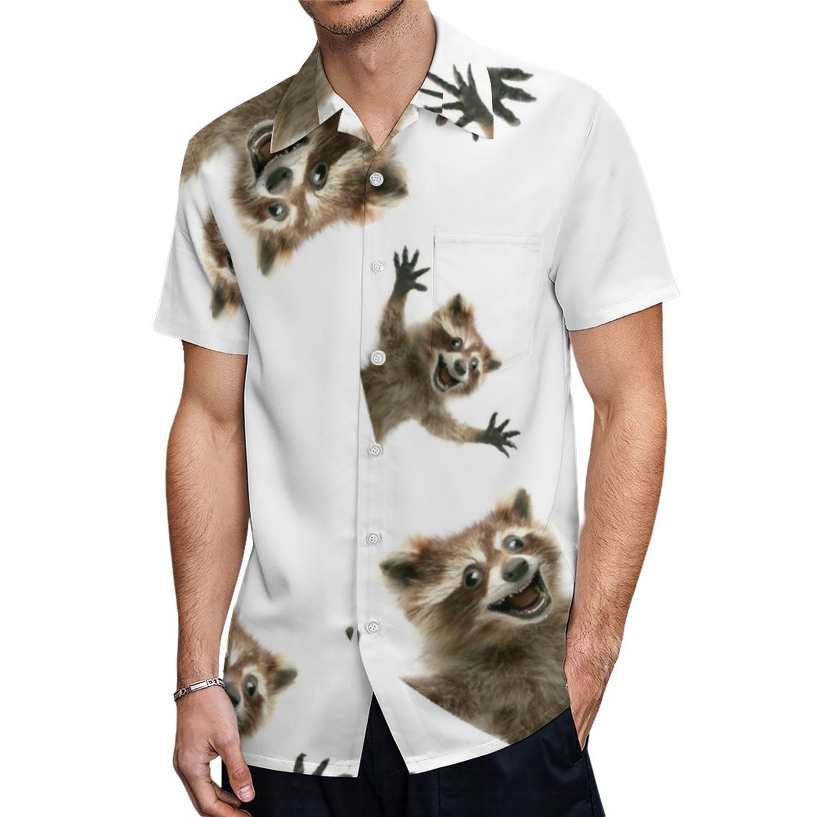 Raccoon Tights So Youll Never Be Alone Hawaiian Shirt Mens Button Down Plus Size Tropical Hawaii Beach Shirts
