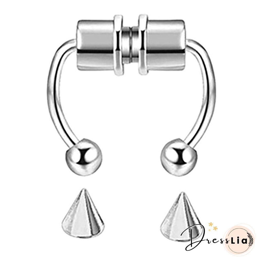 Magnetic Horseshoe Nose Rings 316L Stainless Steel Faux Septum Rings Fake Piercing Clip on Nose Hoop Rings Gift for Women Girl