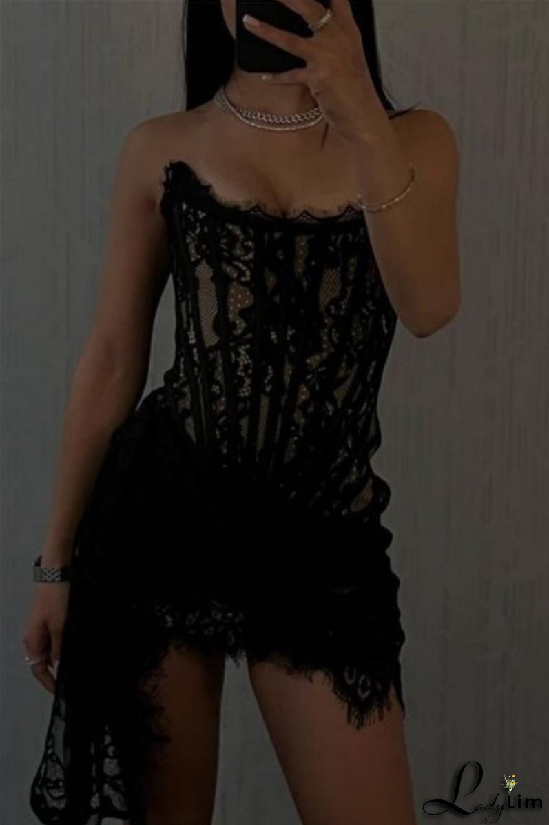 Sexy Patchwork Backless Strapless Sleeveless Dress Dresses