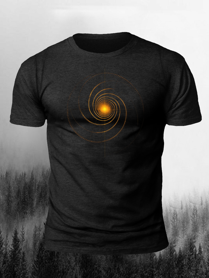 Men's Geometric Asymmetric Line Printed Short-Sleeve T-shirt