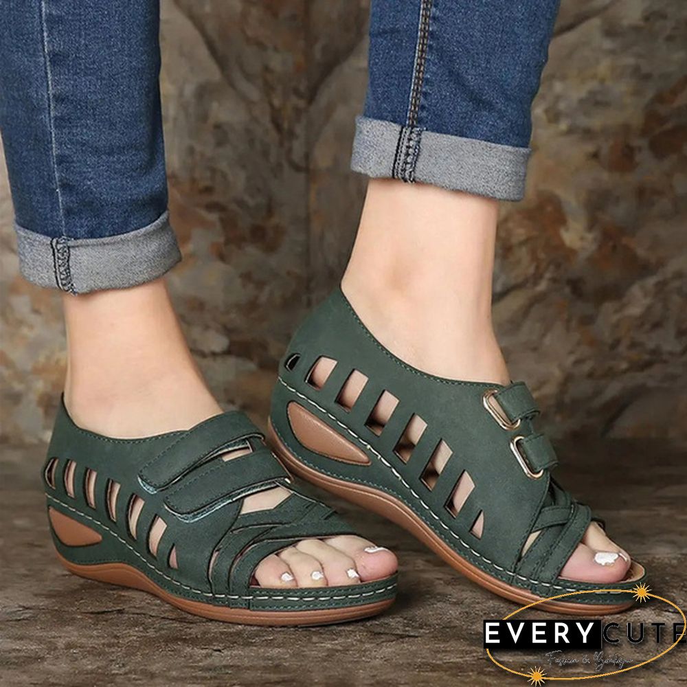 Fashion Women Summer Casual Shoes Hollow-out Leather Sandals Single Shoes Peas Shoes Ladies Loafers