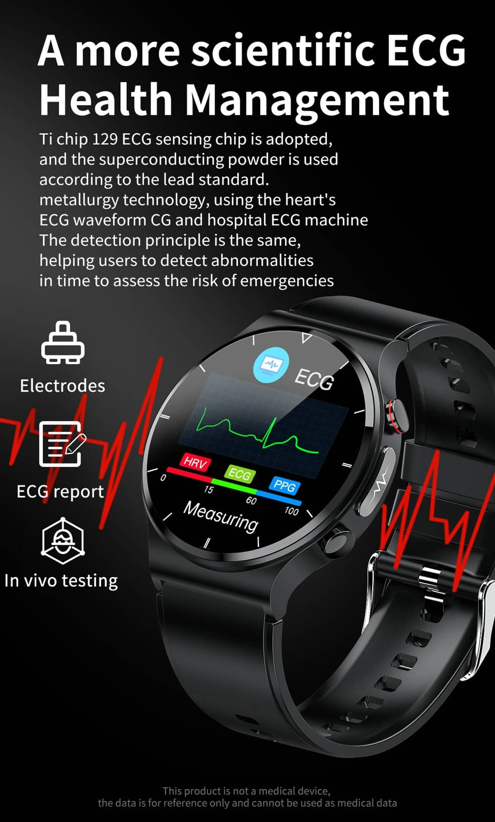 Findtime ECG Smart Watch with Blood Pressure Heart Rate Monitoring Body Temperature