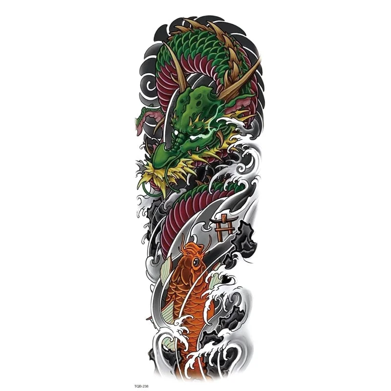 Fake Tattoo Dragon For Men Waterproof Sleeves Angel Tiger Snake Animal Stickers Waterproof Temporary Tattoos Skeleton Hand