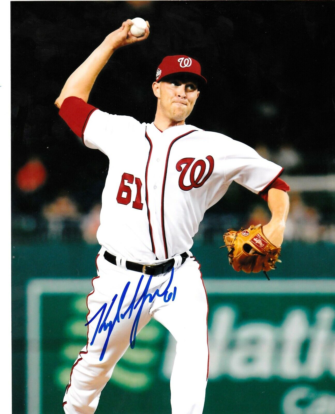 KYLE MCGOWIN WASHINGTON NATIONALS ACTION SIGNED 8x10