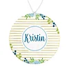 Personalized Air Fresheners | Set of 2 | Custom Car Accessories | Blue & Gold Floral (Round)