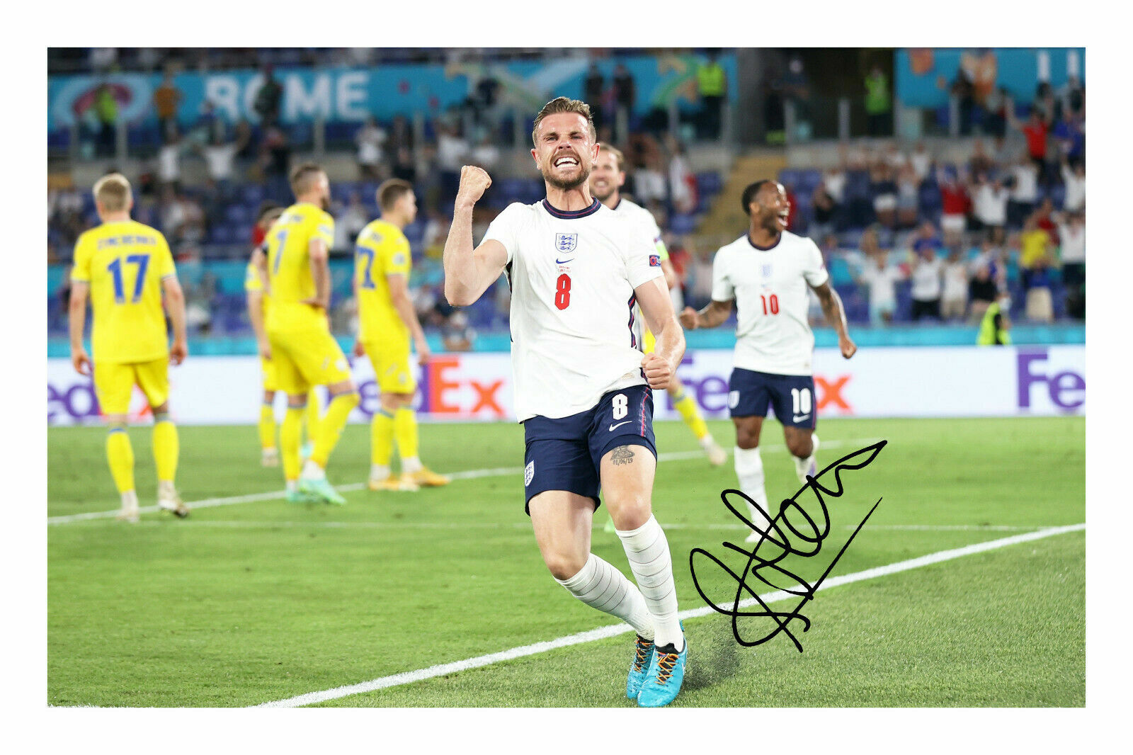 Jordan Hendereson - England Euro 2020 2021 Autograph Signed Photo Poster painting Print