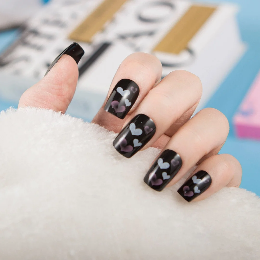 24pcs/set Fashion Acrylic Full Cover Fake Nails 10 Sizes Press on Nails Designs French False Nail Art Tips 278 Fingernail Tips-Nail Inspo