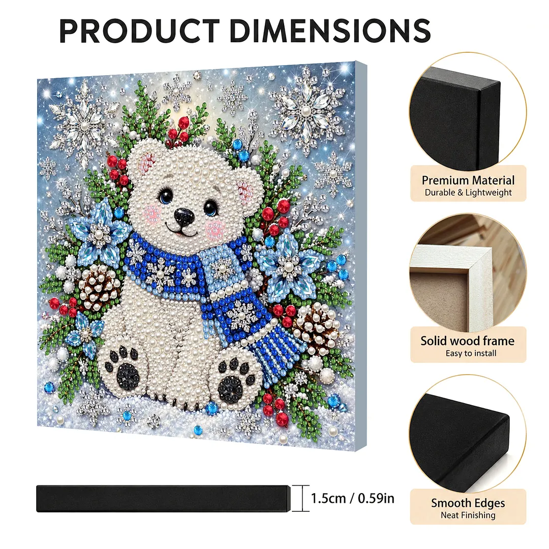 Framed Pearl Painting Kit Holiday Bear Wall Art 11.81x11.81in
