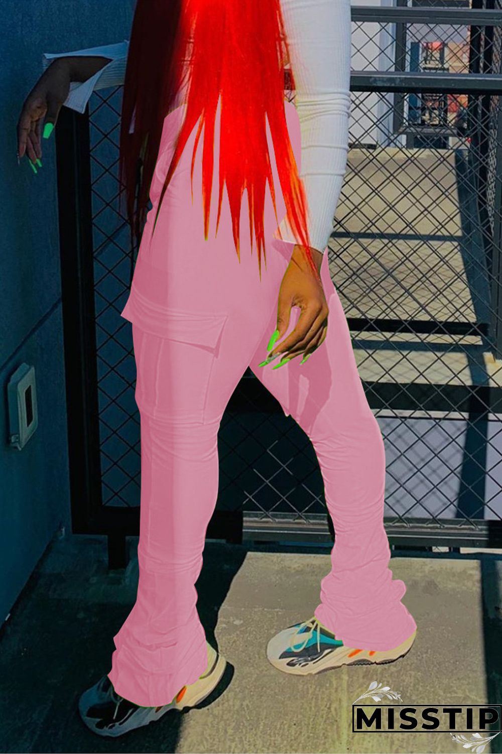 Orange Fashion Casual Pleated Sports Trousers