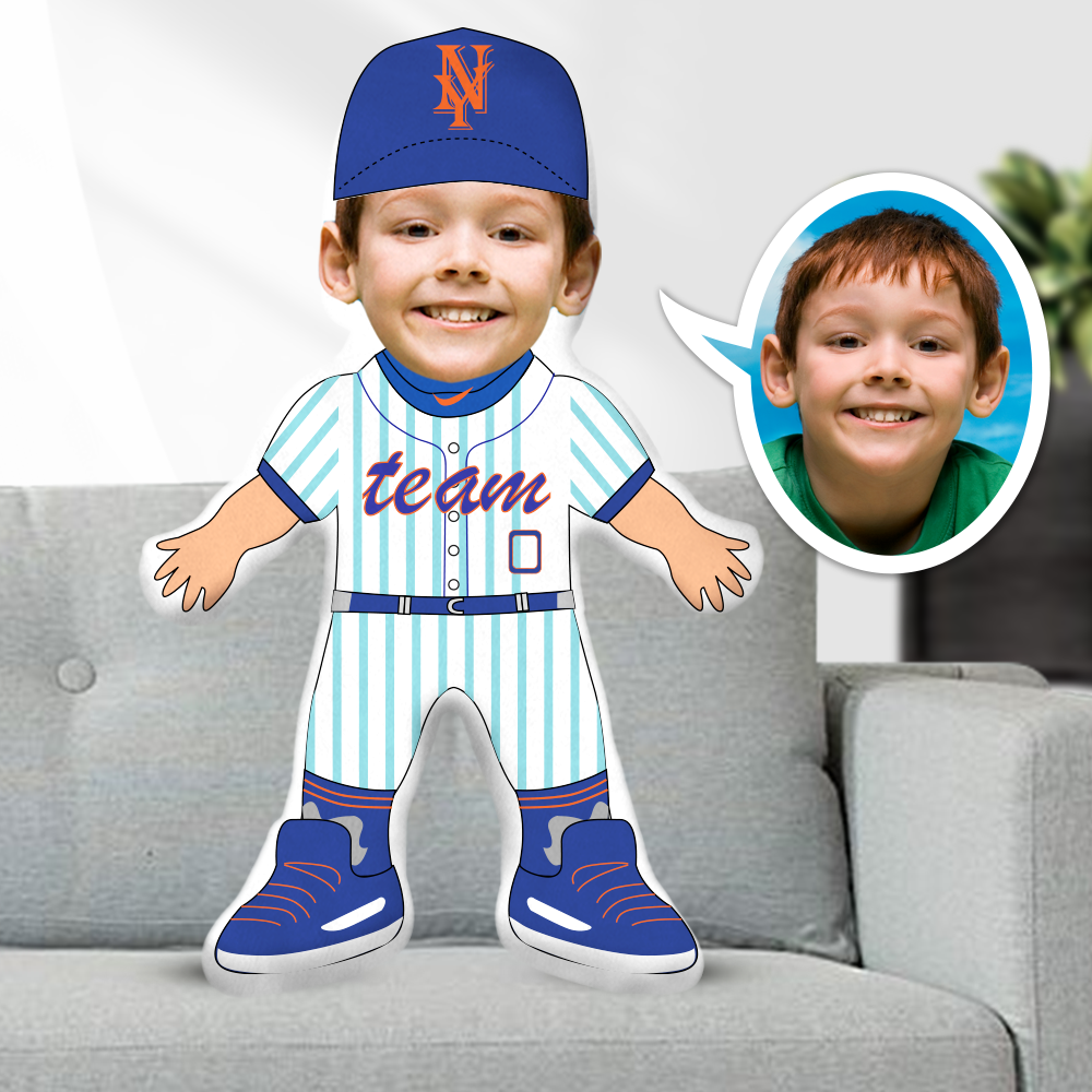Custom Face Pillow, New York Mets Baseball Uniforms, Striped Style, Body Pillow With Custom Face, Face Picture Pillow Dolls and Toys