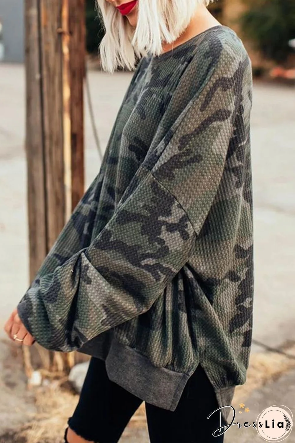 Casual Camouflage Round Neck Sweatshirt P10476