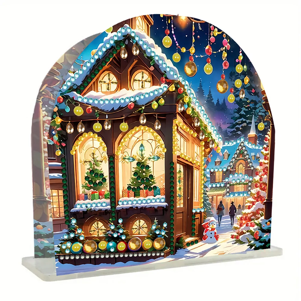 DIY Christmas Street Acrylic Diamond Art Painting Napkin Holder Set