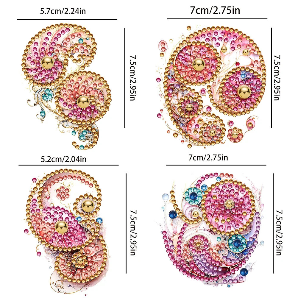 4pcs Abstract Totem DIY Diamond Painting Brooch Brooch Jewelry Kit DIY Diamond Pins