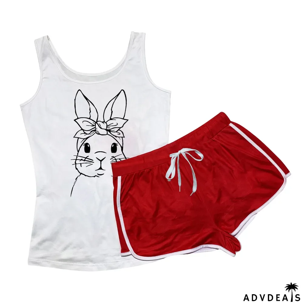 Women'S Clothes Sexy Rabbit Printed Camisole Shorts Set Two-Piece Set