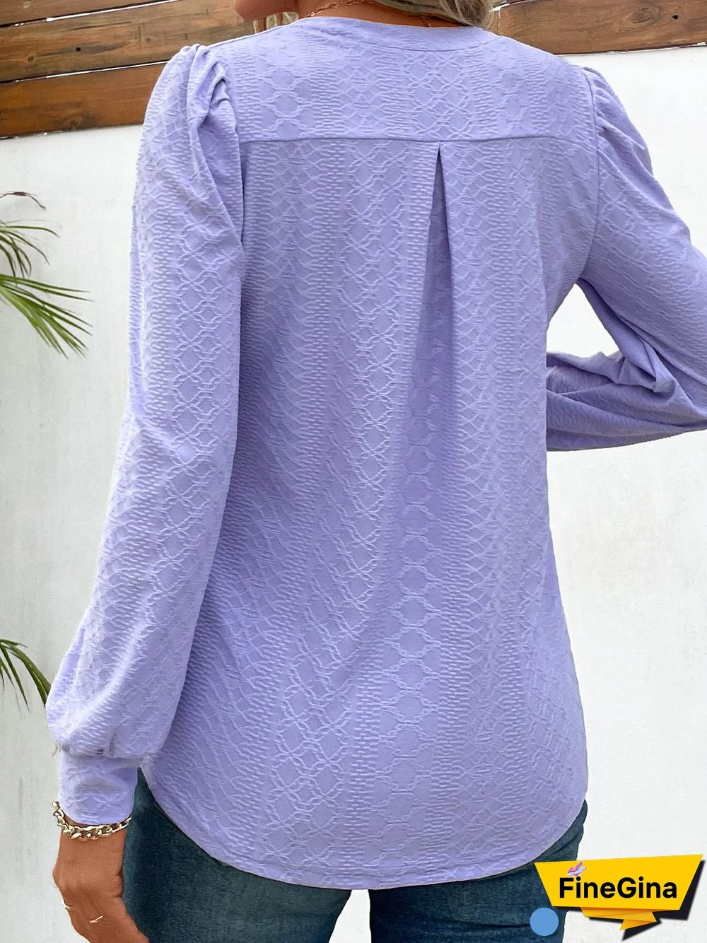 Women's Long Sleeve V-neck Solid Color Top