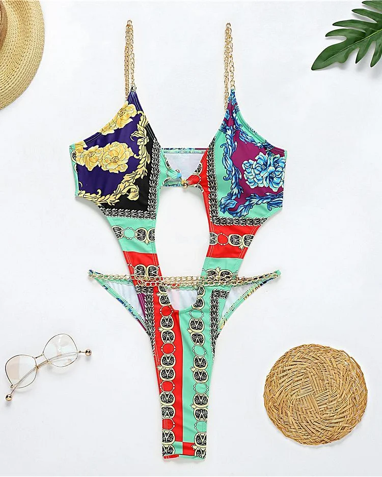 Metal Chain One-piece Swimsuit（No cardigan）