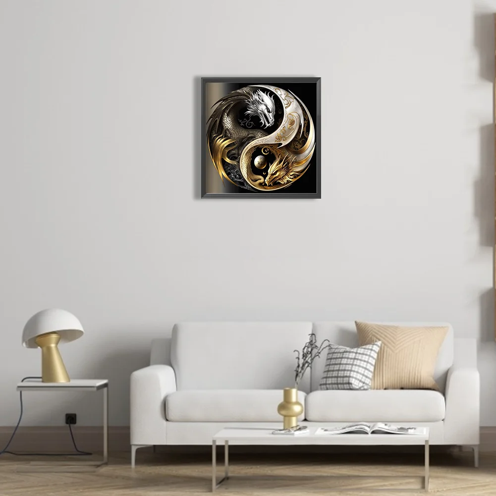 Diamond Painting - Full Round Drill - Yin Yang Dragon(30*30cm)
