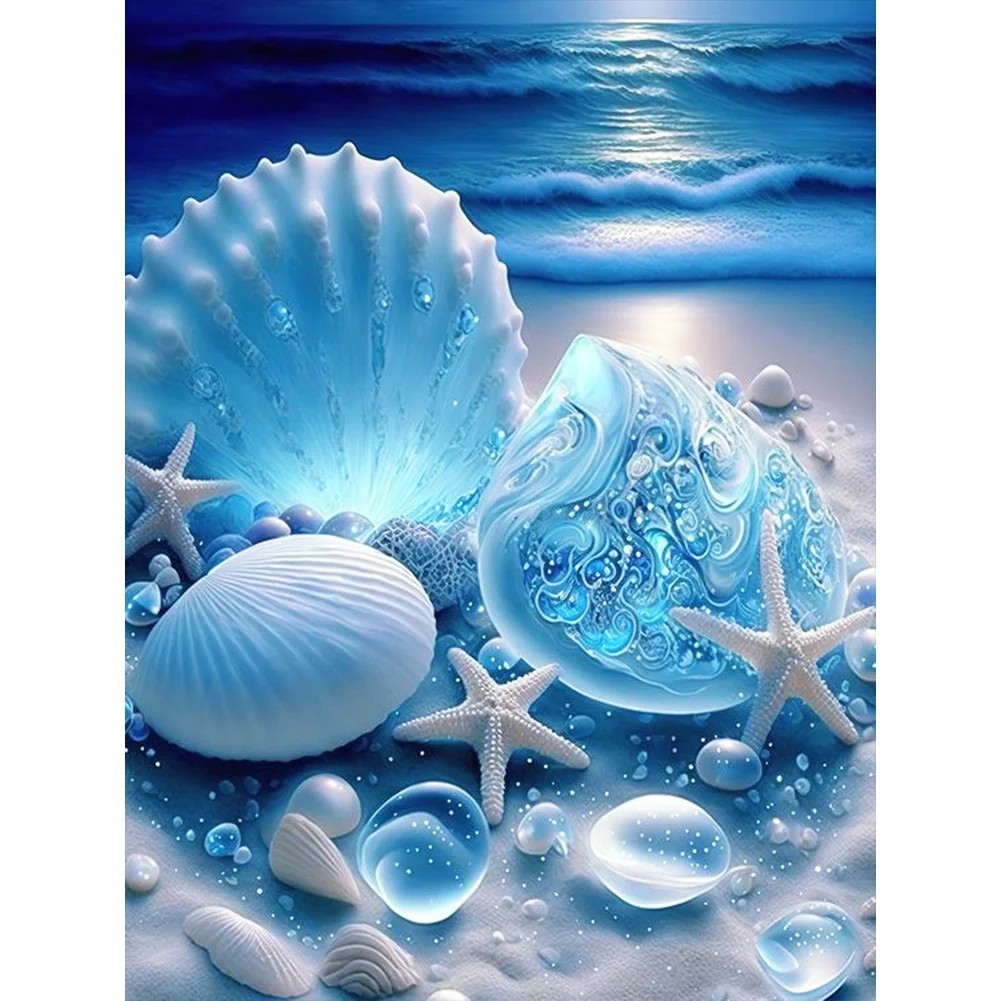 Diamond Painting - Full Round Drill - Coastal Blue Shell(Canvas|30*40cm)