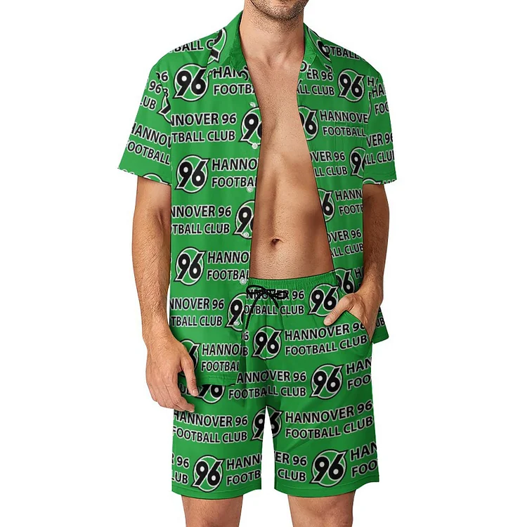 Hannover 96 Lässiges Strandbekleidungsset Kurzärmeliges Hemd Plus Strandhose
