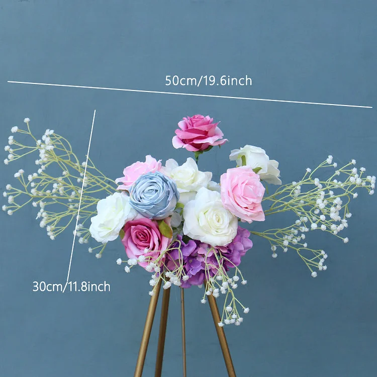 Gradient Rose Baby Breath Wedding Arch Floral Arrangement Table Centerpiece Ball Party Backdrop Floor Flower Welcome Sign Props A144 A7486