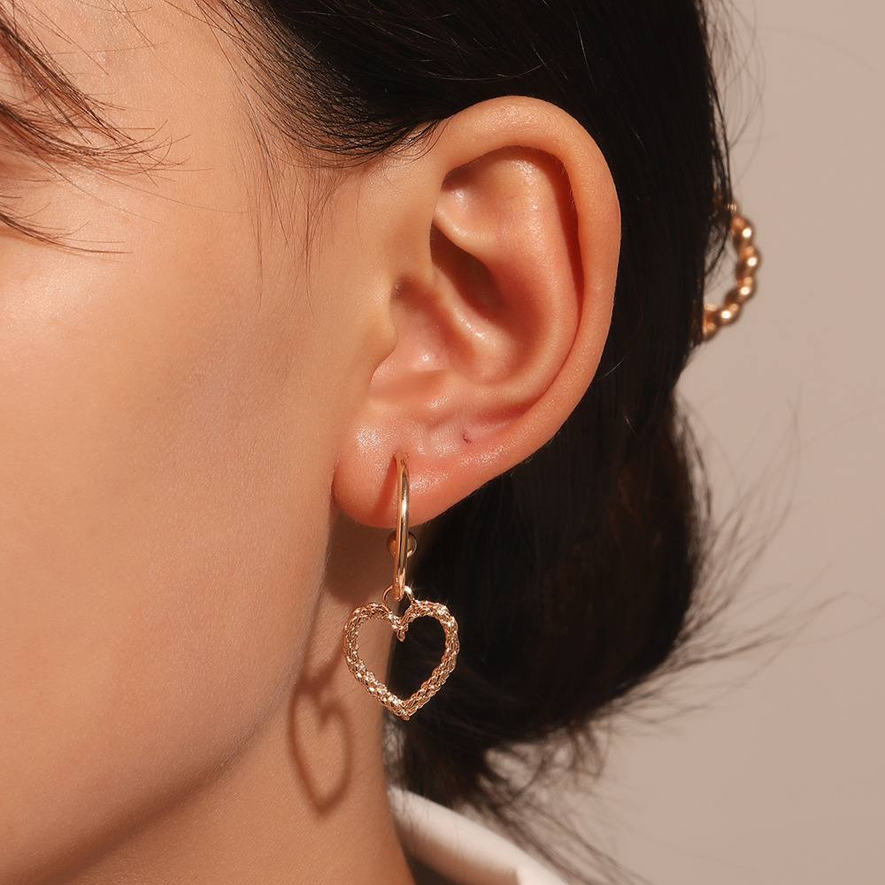 Skeleton Heart Gold-Plated Earrings