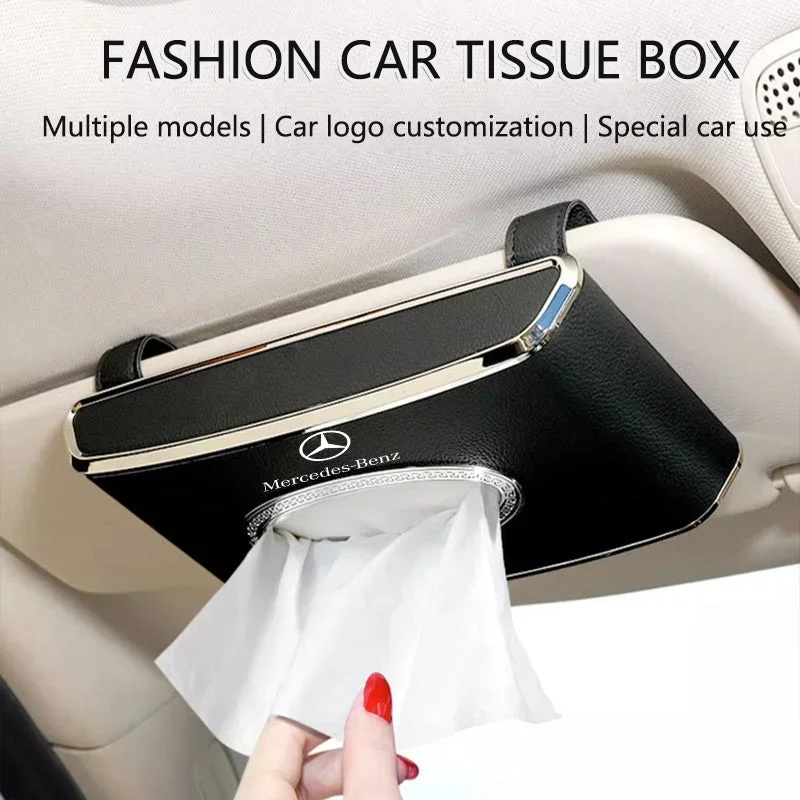 🔥Hot Selling🔥Exclusive Logo Customization🚗Car Paper Box Hanging Sun Visor Tissue Box Car Interior Decoration Supplies