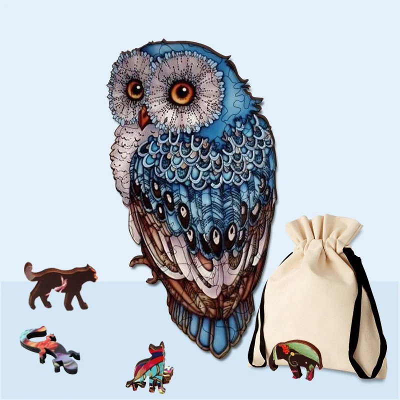 Jeffpuzzle™-JEFFPUZZLE™ Blue owl Jigsaw Puzzle