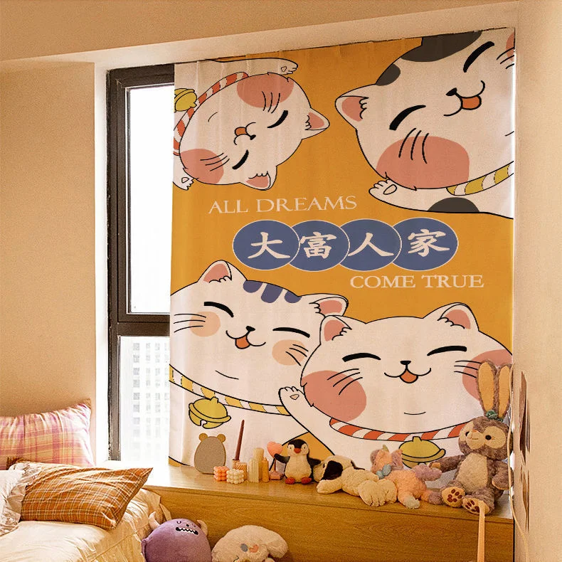 Nigikala Kawaii Tapestry Velcro Shading Curtains Background Cloth Hanging Cloth Bedroom Wall Decoration Children Room Layout 2021 New