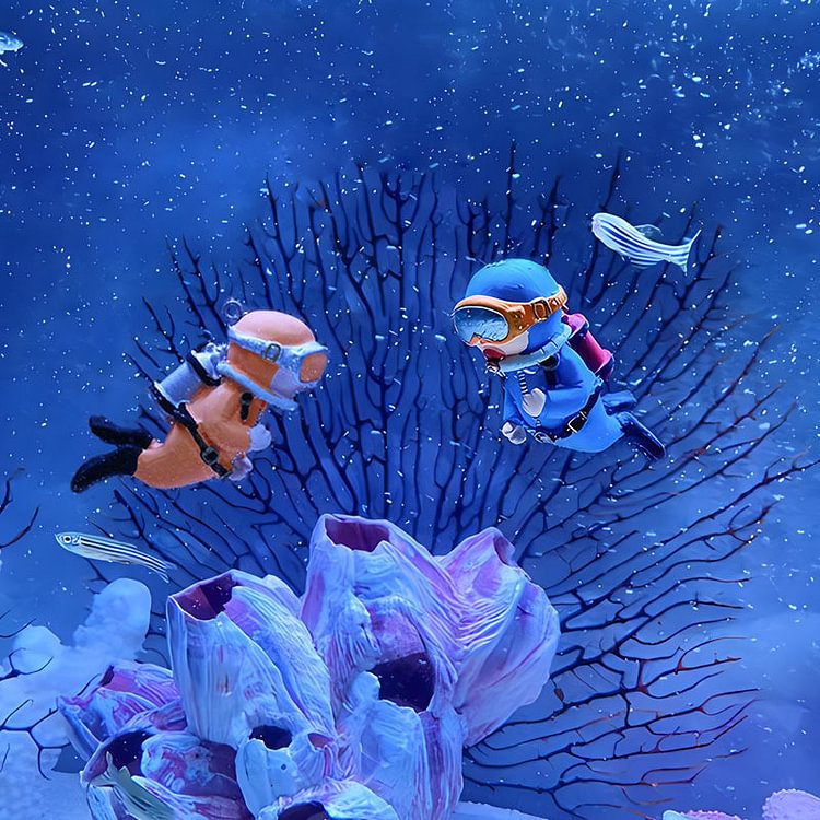 Fish Tank Landscaping Ornament Floating Diver
