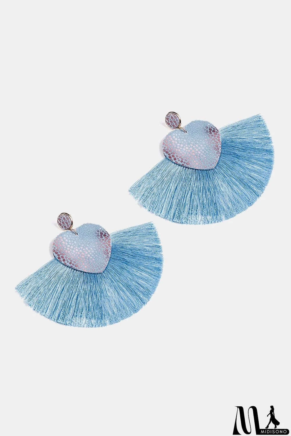 MidiSono - Heart Shape Fringed Dangle Earrings