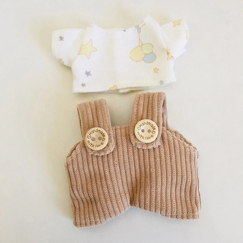 17cm Vinyl Plush Doll Clothes Pull Cloth Pendant T-shirt Button Suspender Pants Clothing Accessories Blind Box Doll Clothes