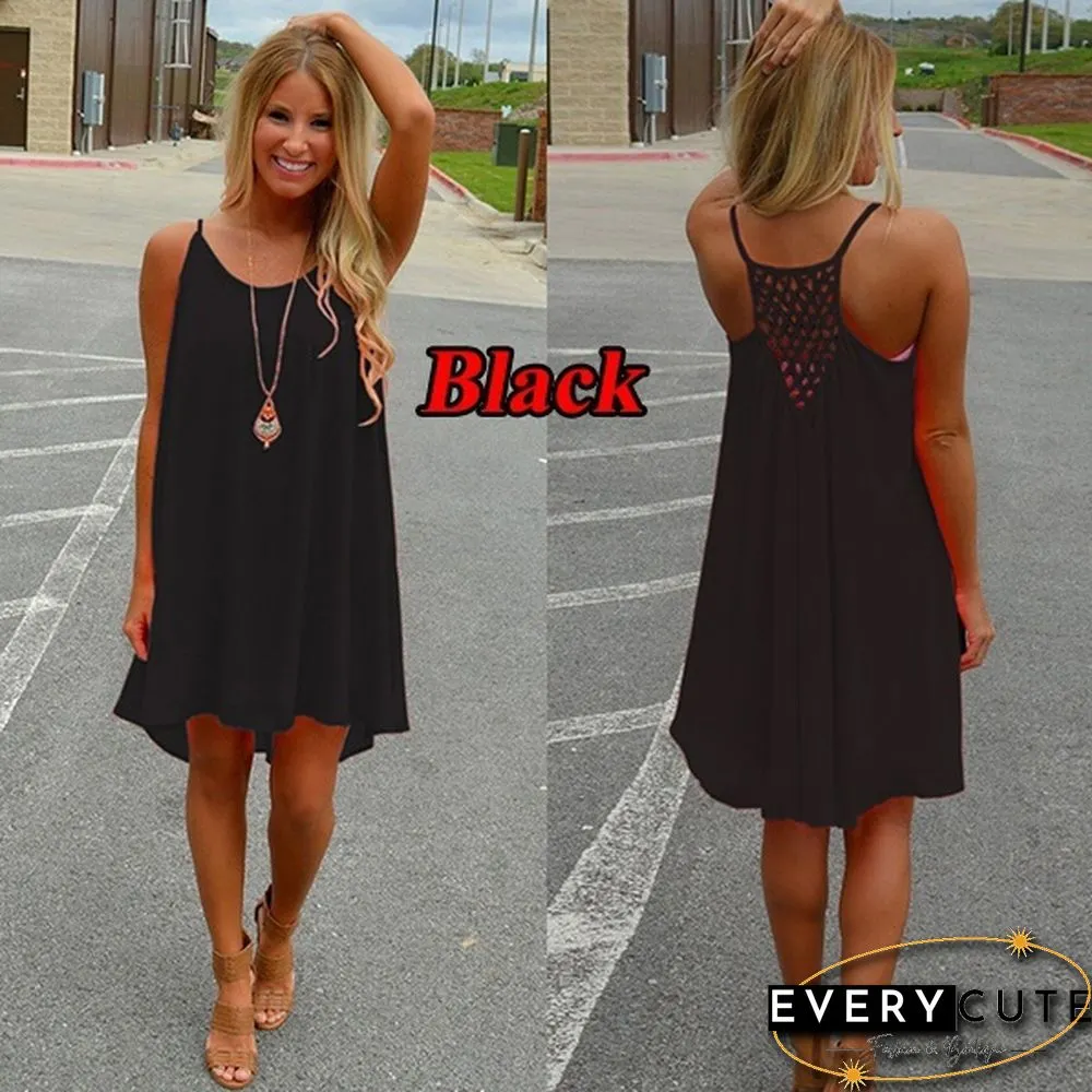 Summer Casual Sleeveless Evening Party Backless Beachwear Sexy Womens Mini Dress