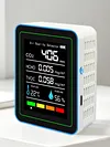 5-in-1 Indoor Air Quality Monitor USB Charging CO2 Detector with Temperature Humidity TVOC Display for Home Office Classroom Safety Monitoring