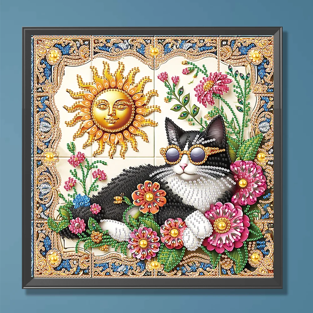 Diamond Painting - Partial Special Shaped Drill - Sun Cat(Canvas|30*30cm)