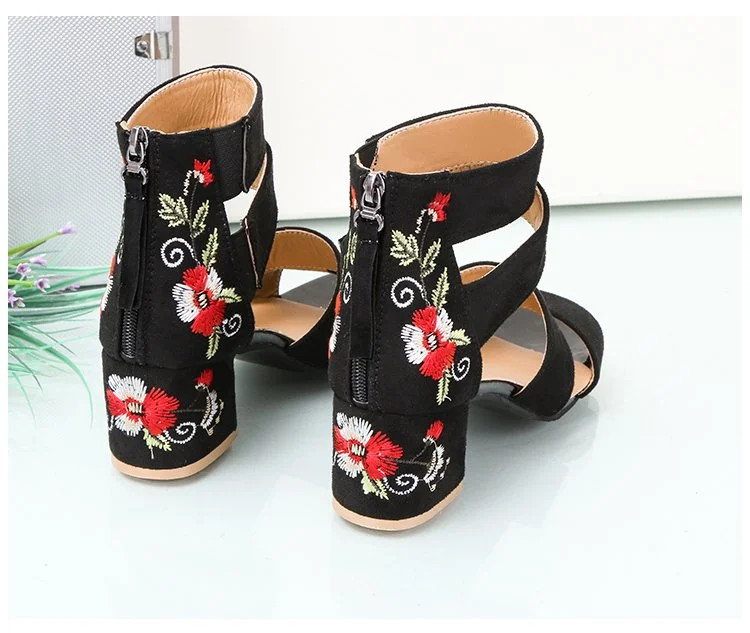 Woman Pumps High Heels Elastic Band Zipper Rubber Open Toe Embroider Dancing Party Wedding Ladies Shoes Zapatos Mujer