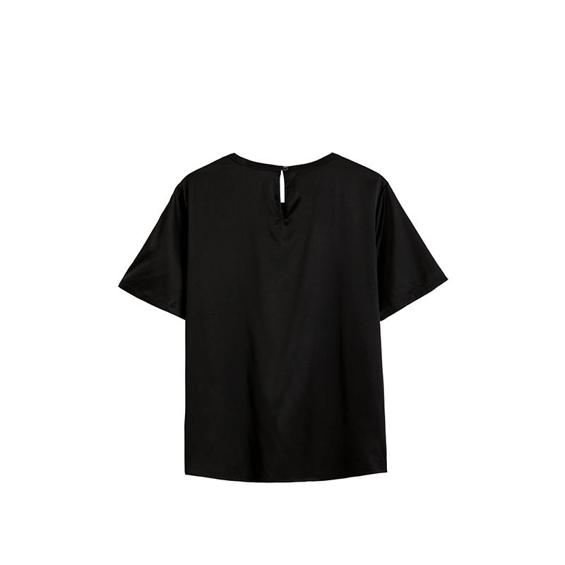 T-shirt basique décontracté en soie à col rond 丨Plusieurs couleurs à sélectionner- SOIE PLUS