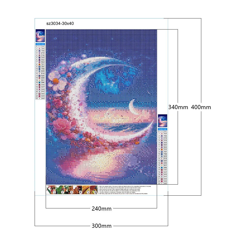 Beach Scenery Diamond Art Kits Resin Canvas 5D DIY Mosaic (Moonflower A)