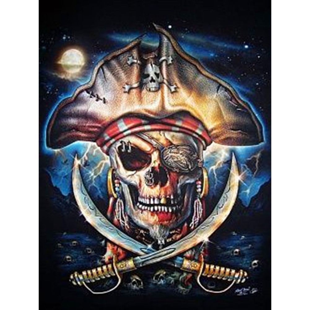 

30*40CM - Round Drill Diamond Painting - Skull Pirate, 501 Original