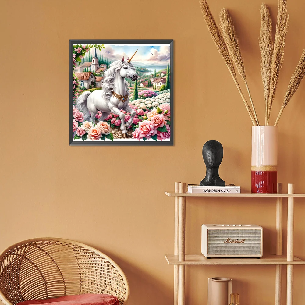 Full Round Diamond Painting 30*30cm - Garden Unicorn