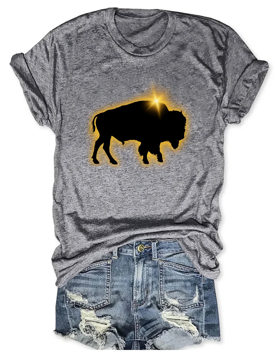 Buffalo Silhouette Totality Solar Eclipse T-shirt