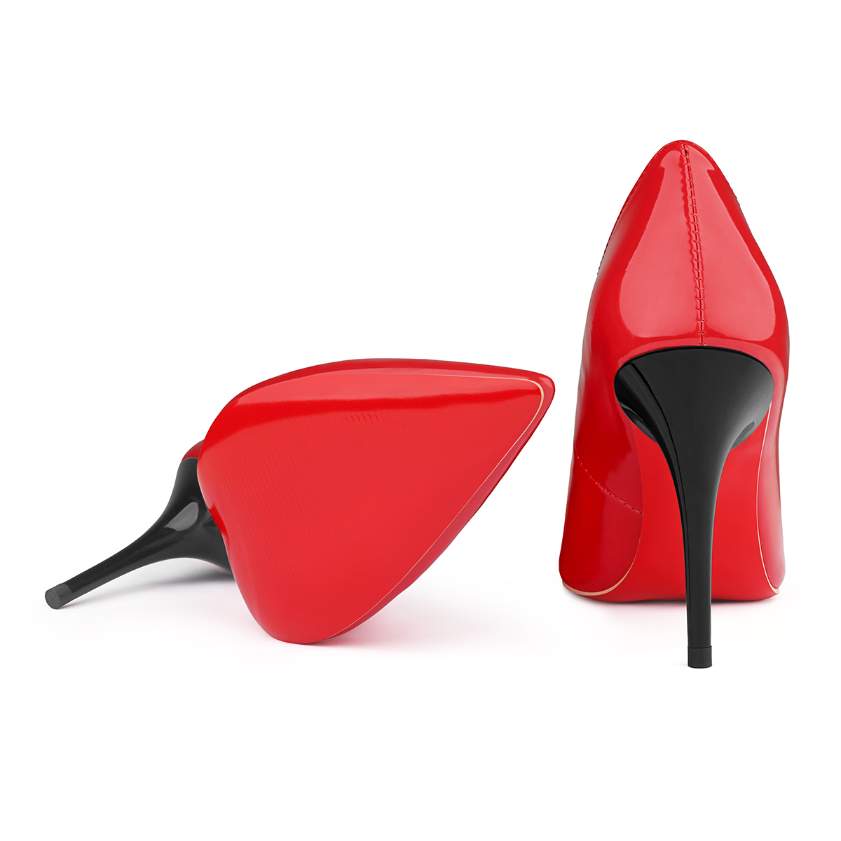 95mm Pointed Toe High Heel Prom Shoes Red Bottoms Pumps-MERUMOTE
