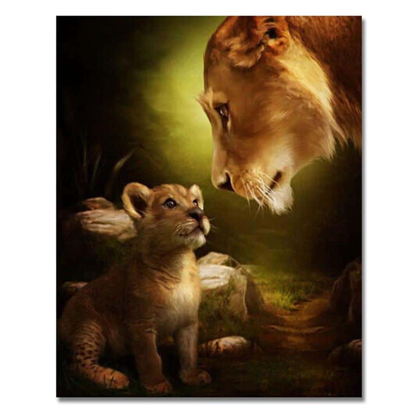 

Lion and his cub – Paint By Numbers - 40*50CM, 501 Original