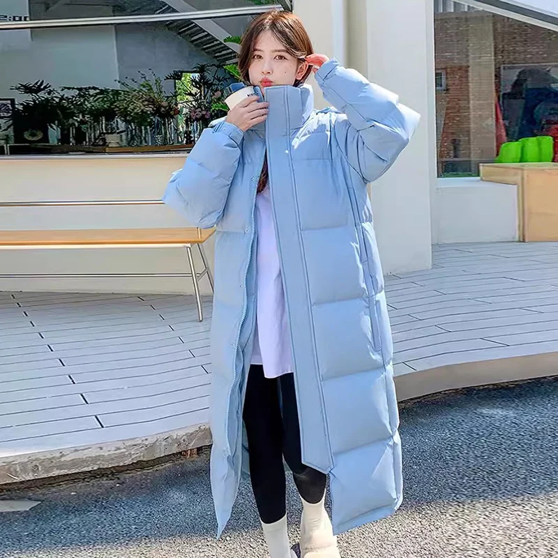 Woherb Chinese Drama Long College Style Down Jacket Female 2024 Winter Fashion Thick Loose Warm White Duck Down Matching Jacket-Outfit Ideas