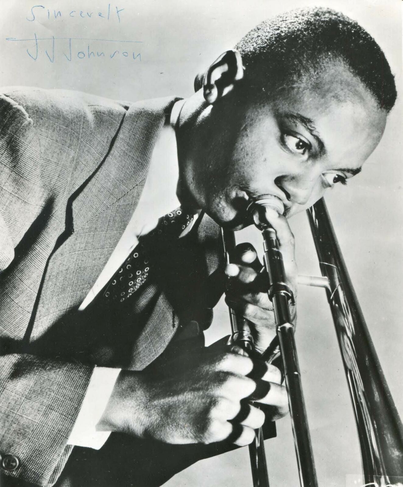 JAZZ TROMBONIST J. J. Johnson autograph, signed vintage Photo Poster painting