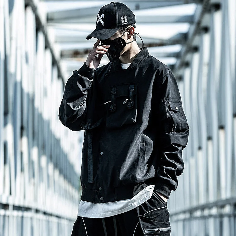 New Loose Fashion Brand INS Functional Style Baseball Suit Work Jacket-dark style-men's clothing-halloween