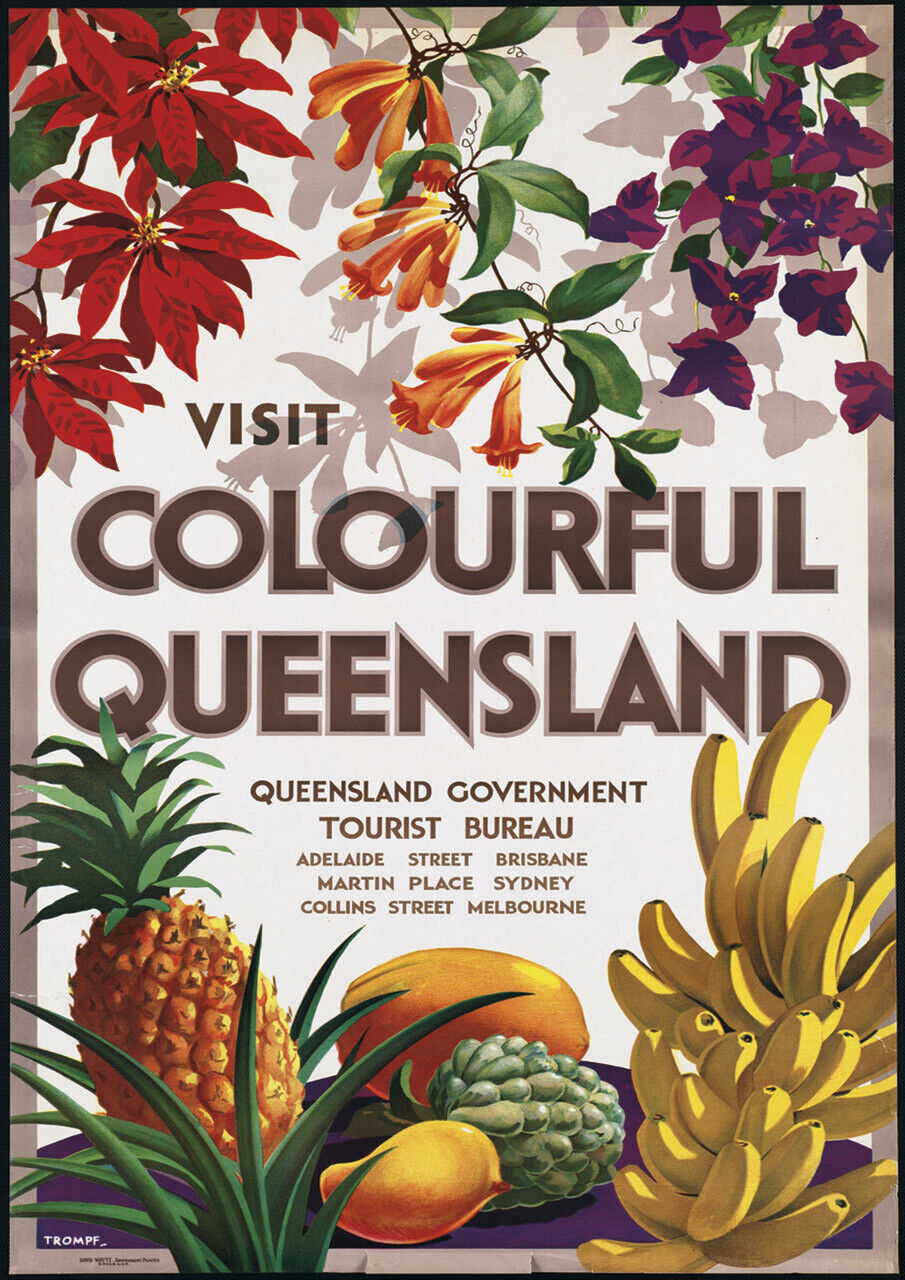 Vintage Queensland Travel Print Art Canvas Poster For Living Room Decor Home Wall Picture